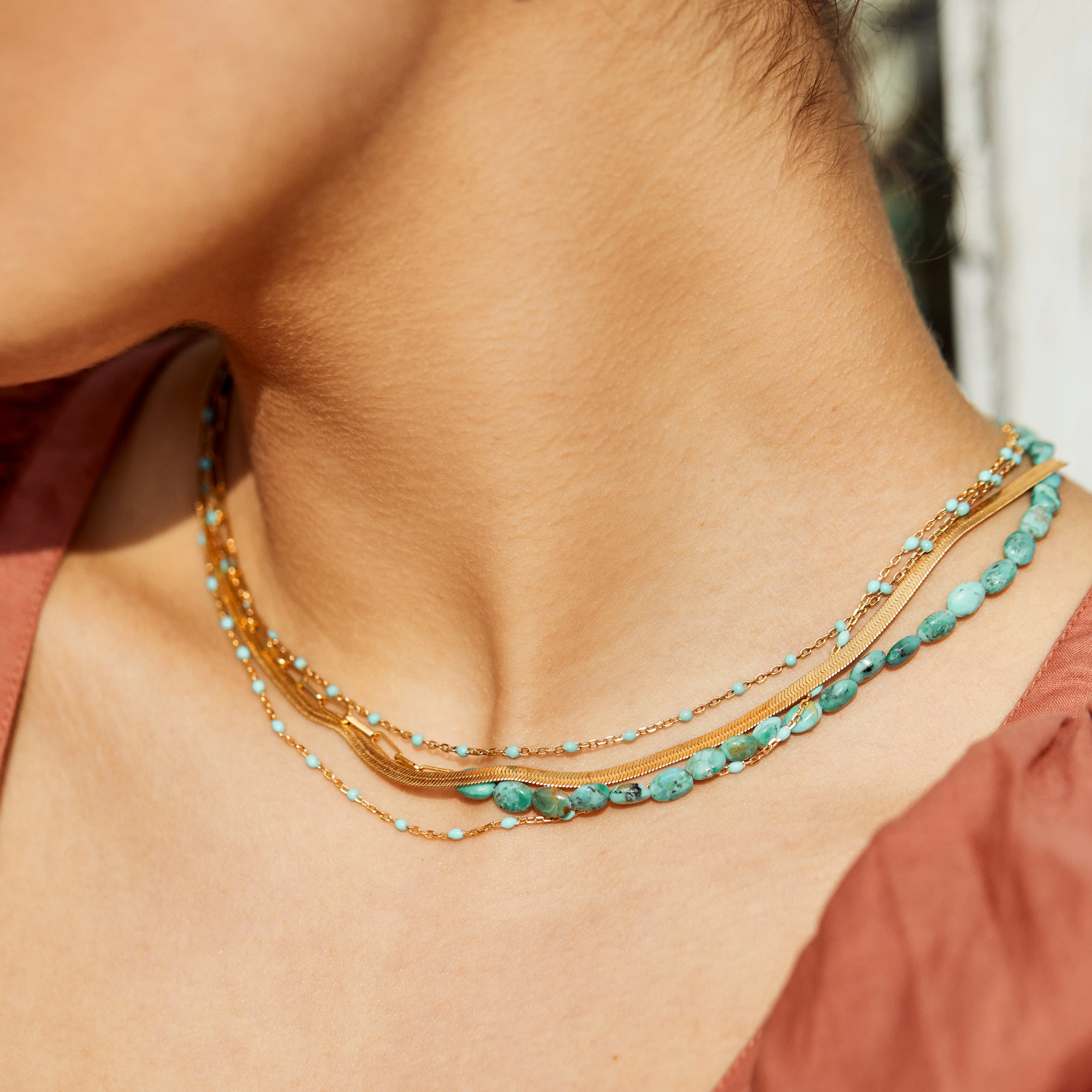 Mohave Turquoise & Chain Necklace