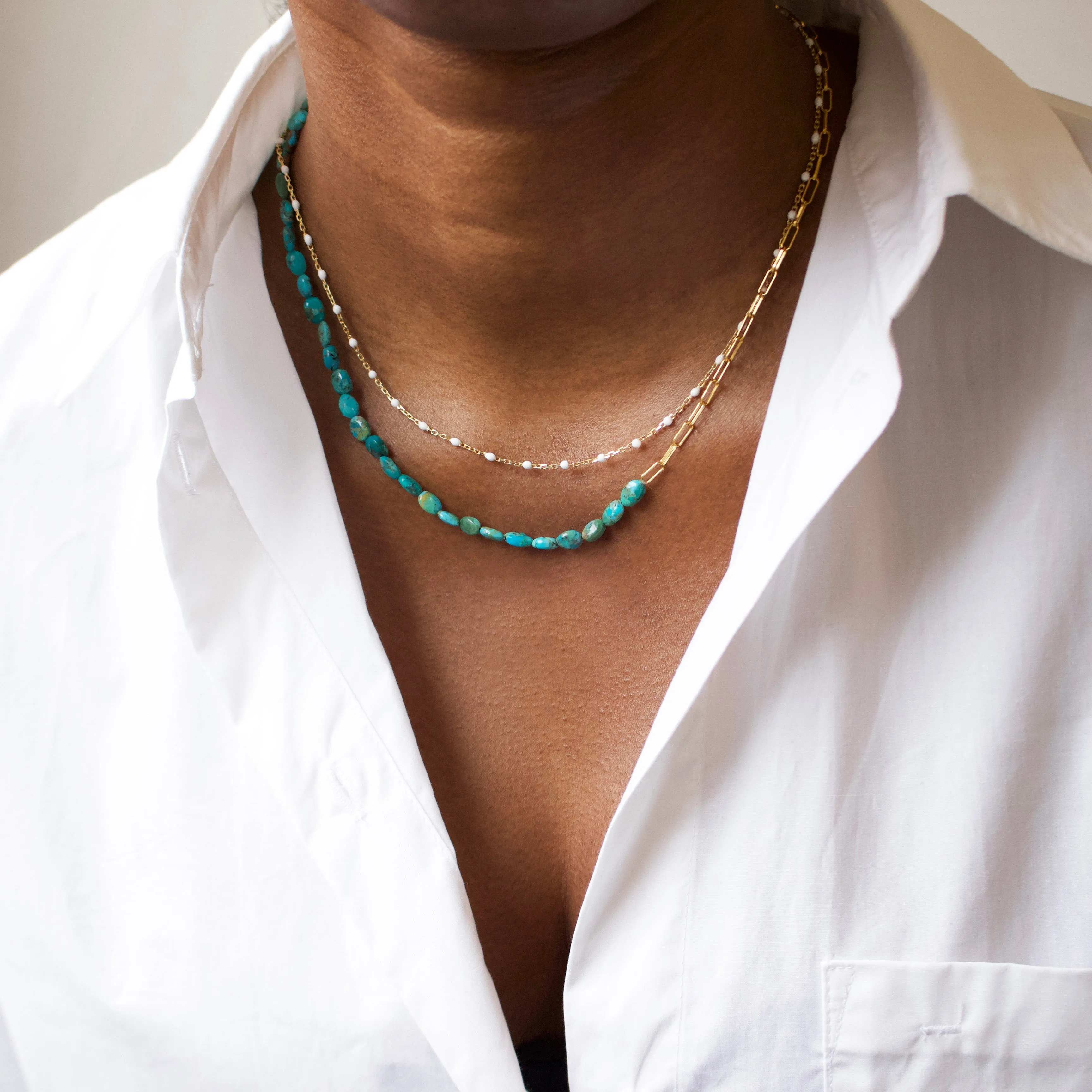 Mohave Turquoise & Chain Necklace