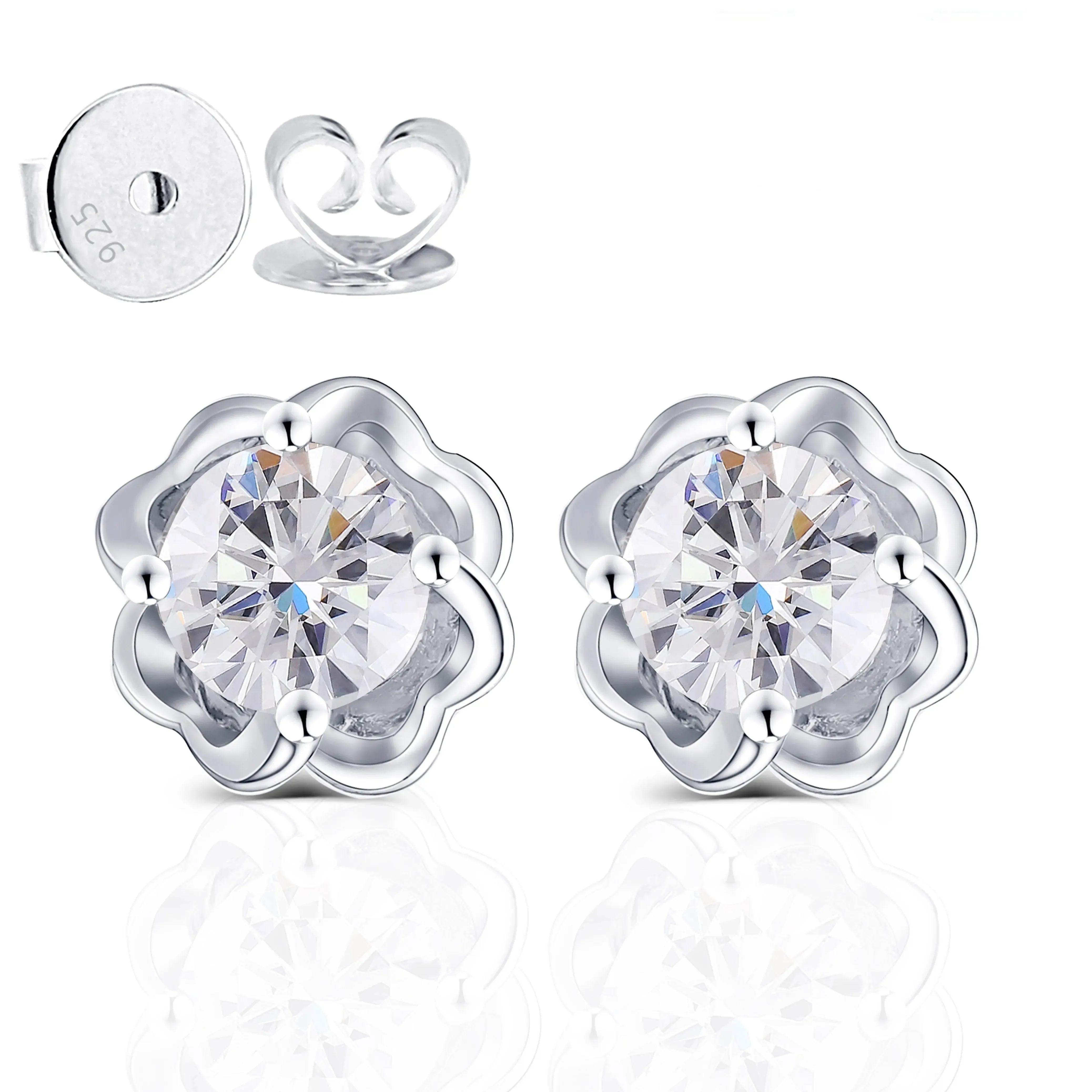 Moissanite Earrings Platium Plated Silver 1ctw