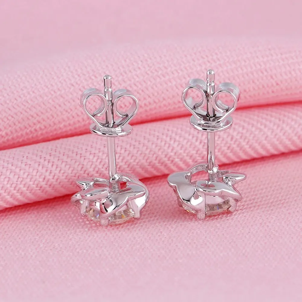 Moissanite Earrings Platium Plated Silver 1ctw