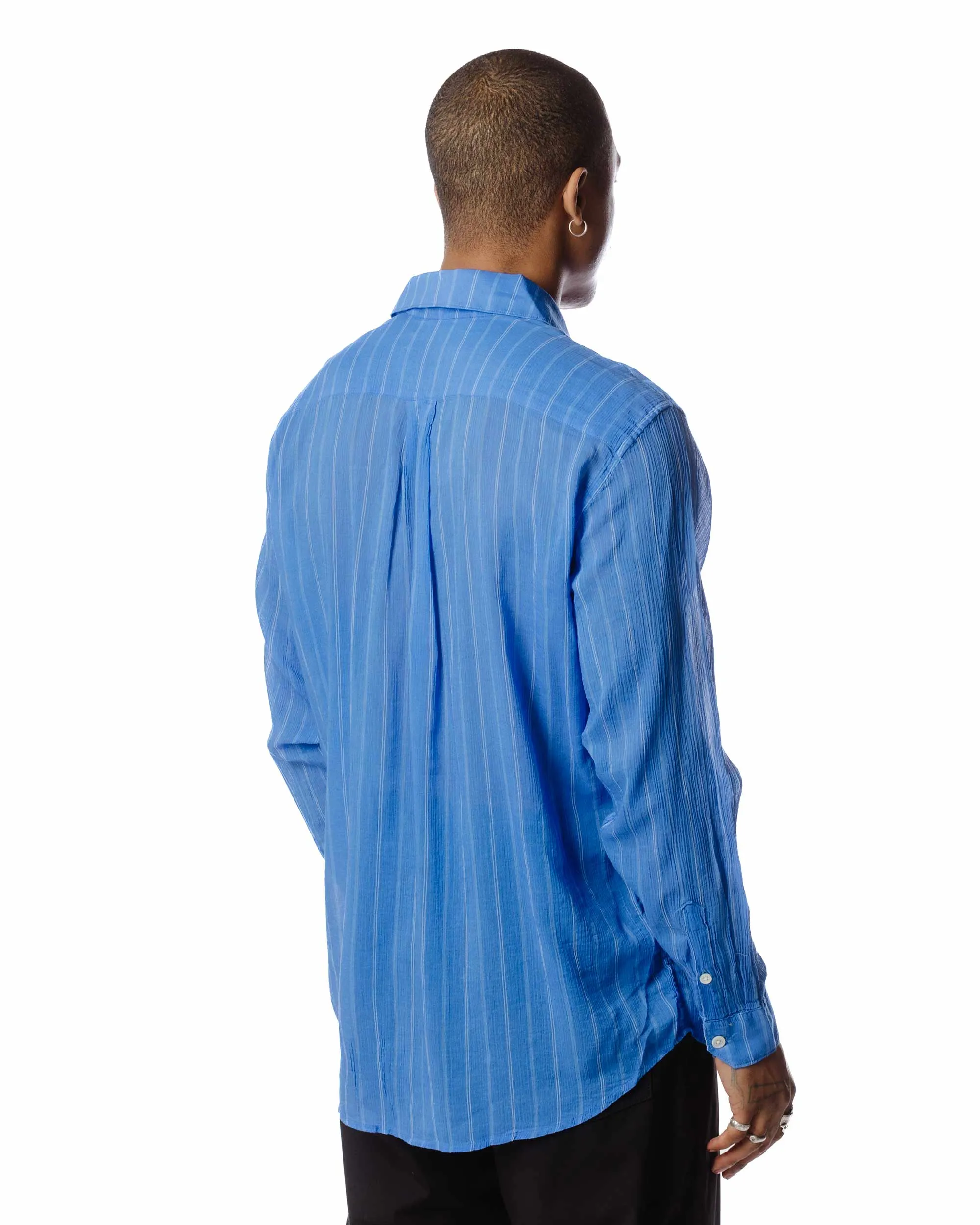 Our Legacy Initial Shirt Blue Rayon Plait Stripe