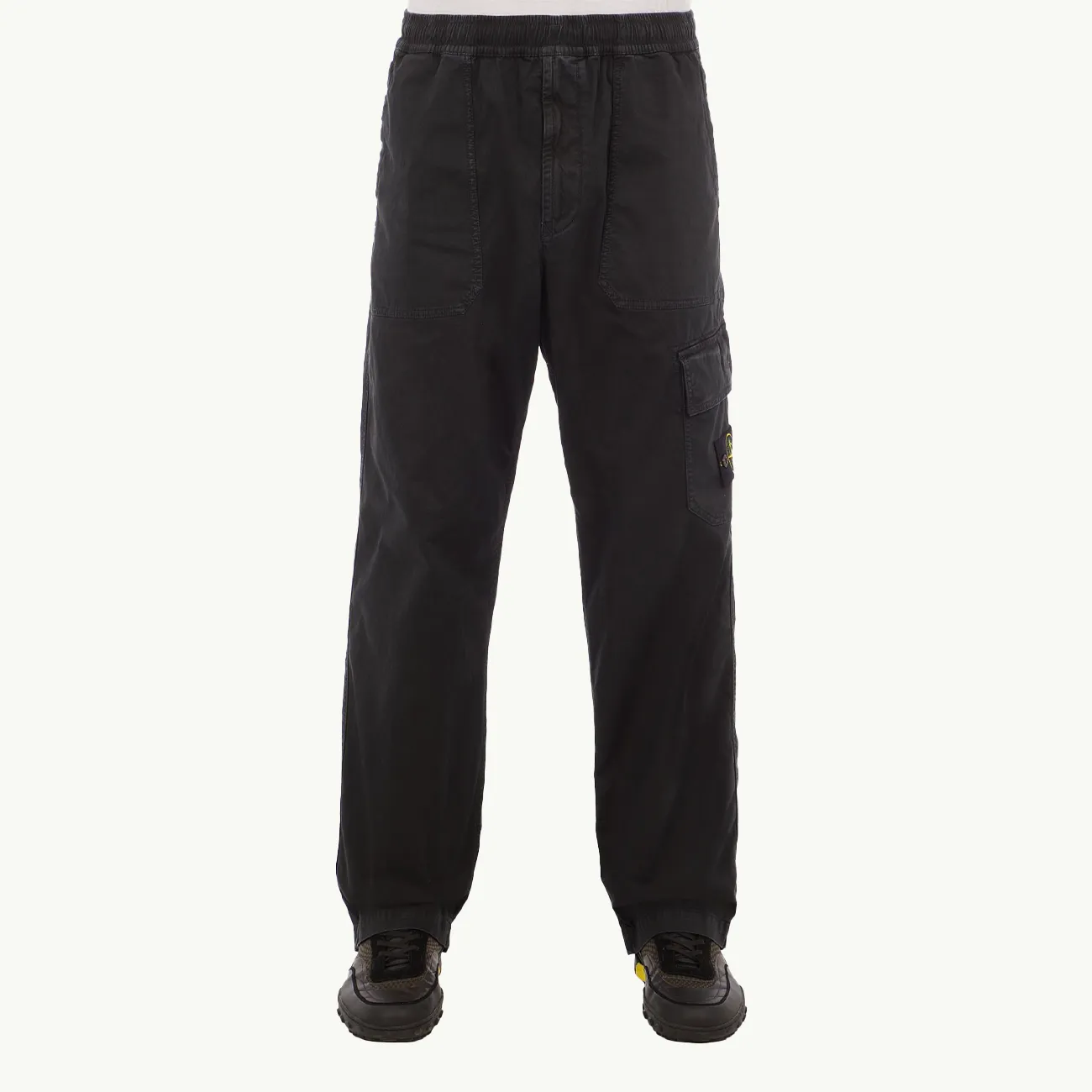 Pants Worker Cargo Corded Waist Loose - Black 2978