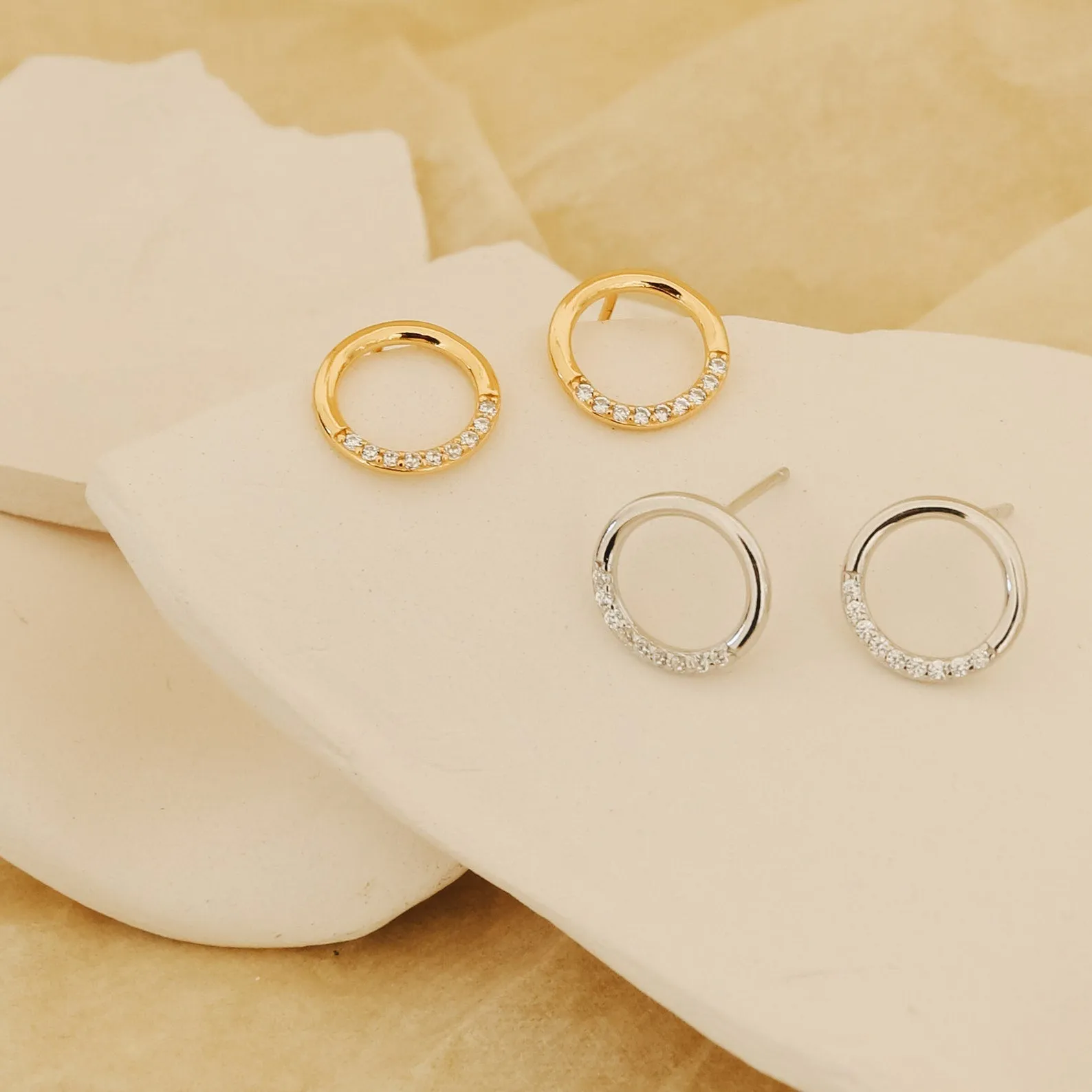 Pave Circle Diamond Studs