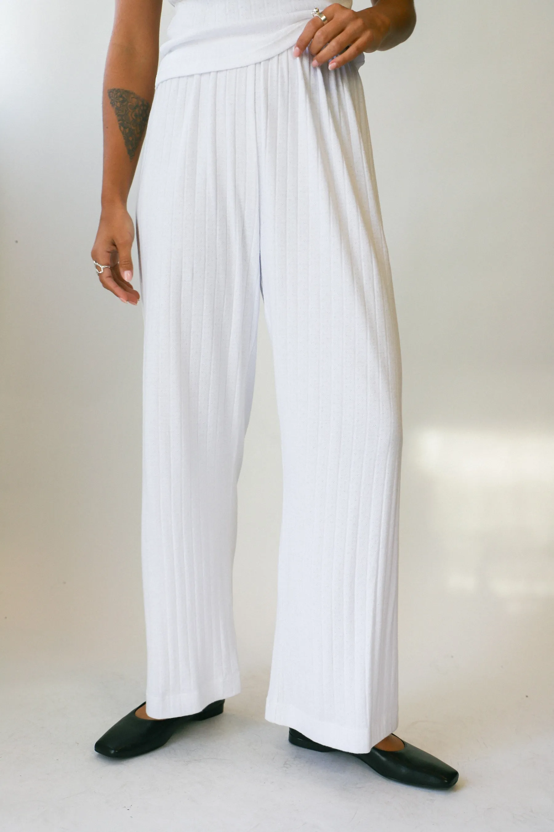 Powder Pointelle Simple Crop Pant