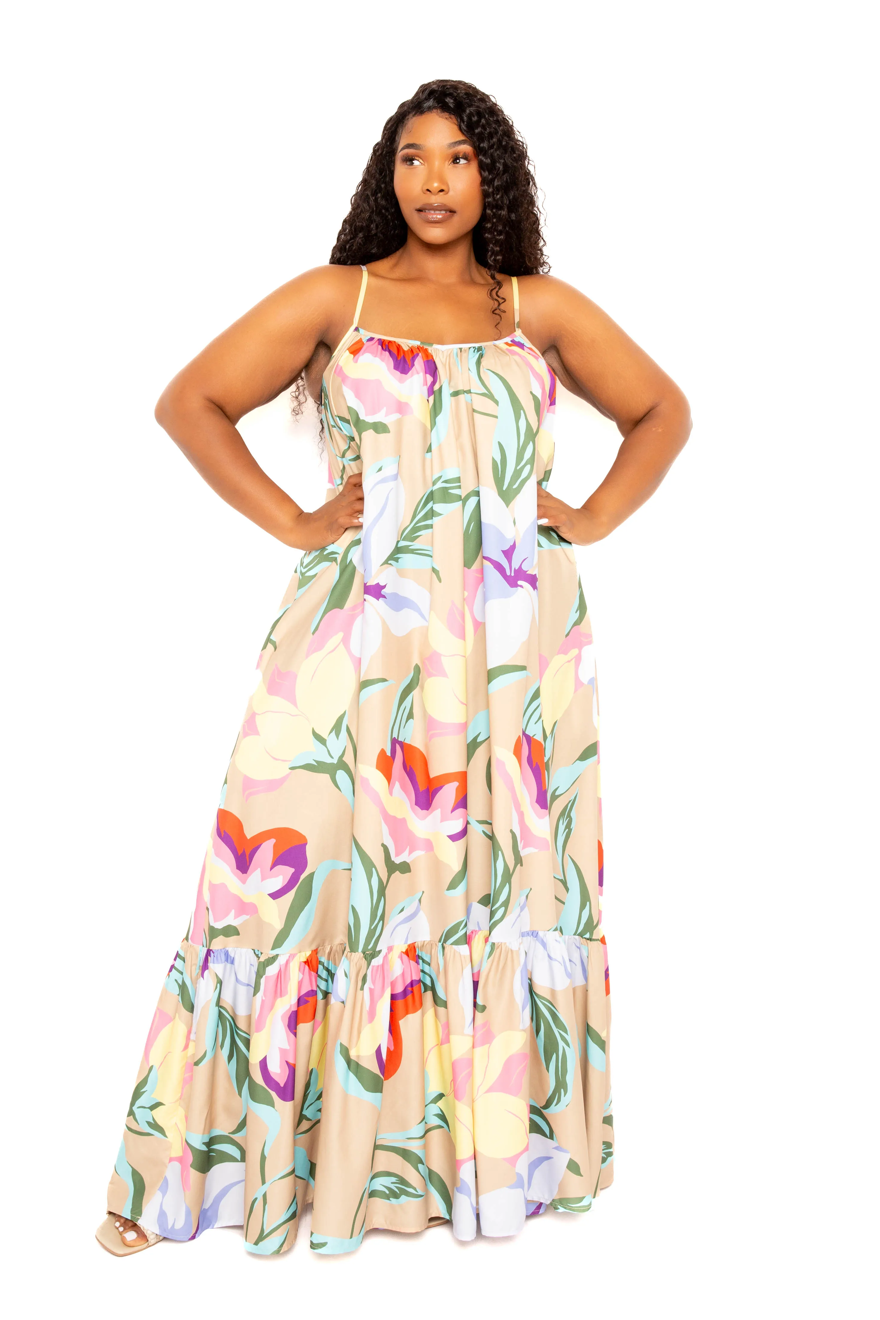 Printed Voluminous Maxi Dress