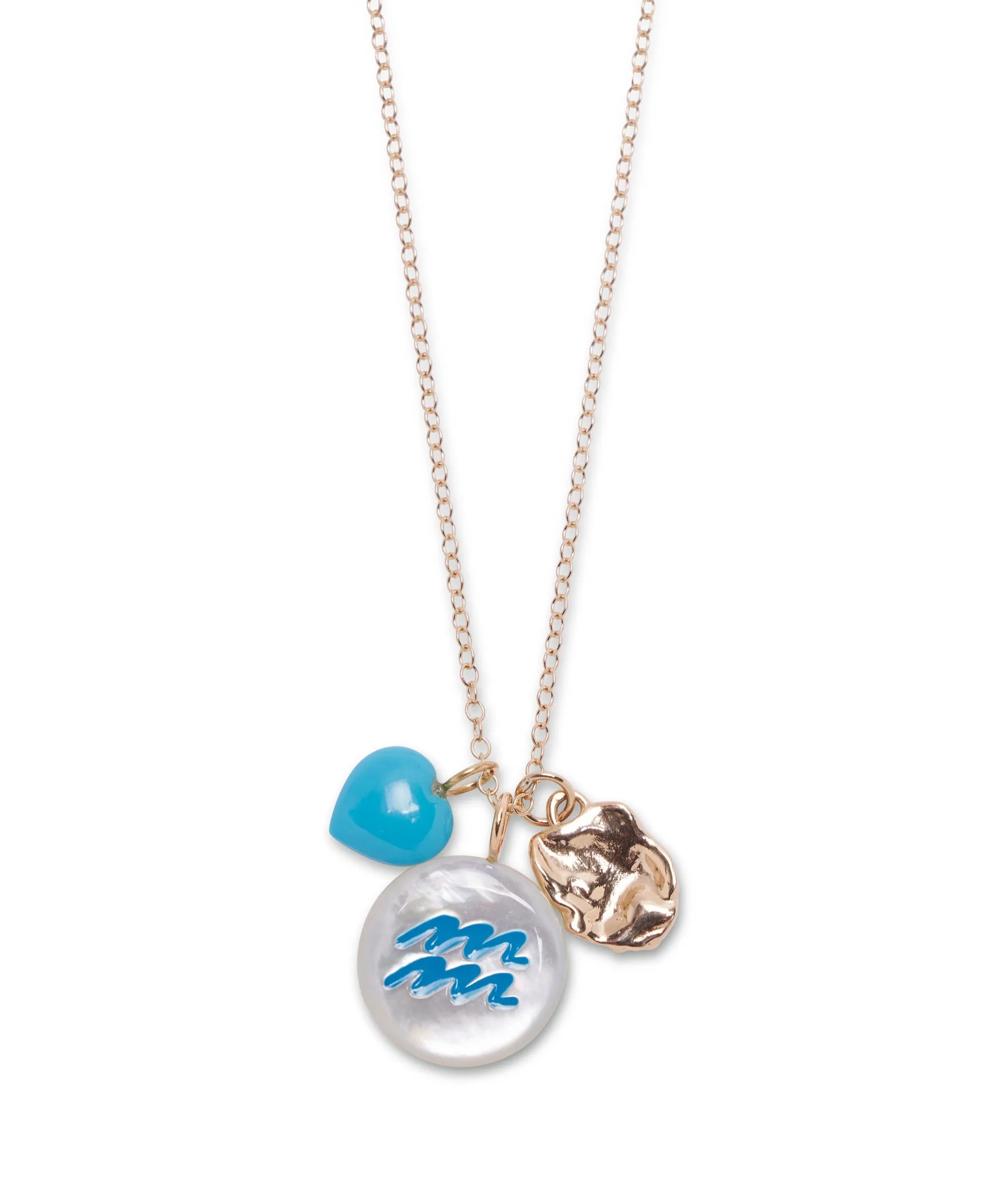 Puffy Turquoise Heart 14k Gold Necklace Charm