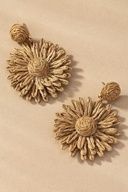 Raffia Flower Earrings