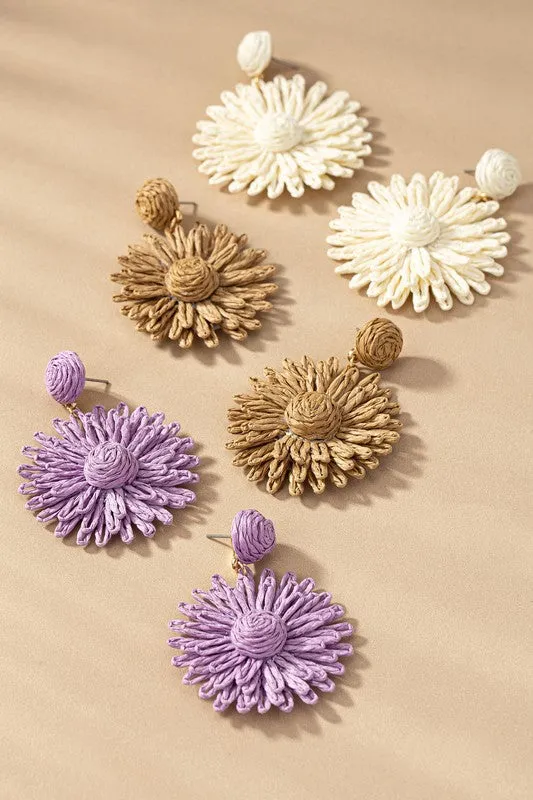 Raffia Flower Earrings