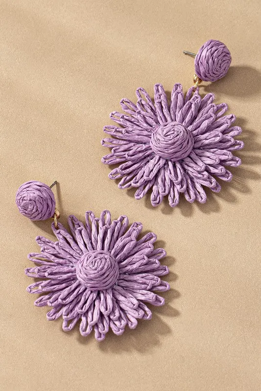 Raffia Flower Earrings