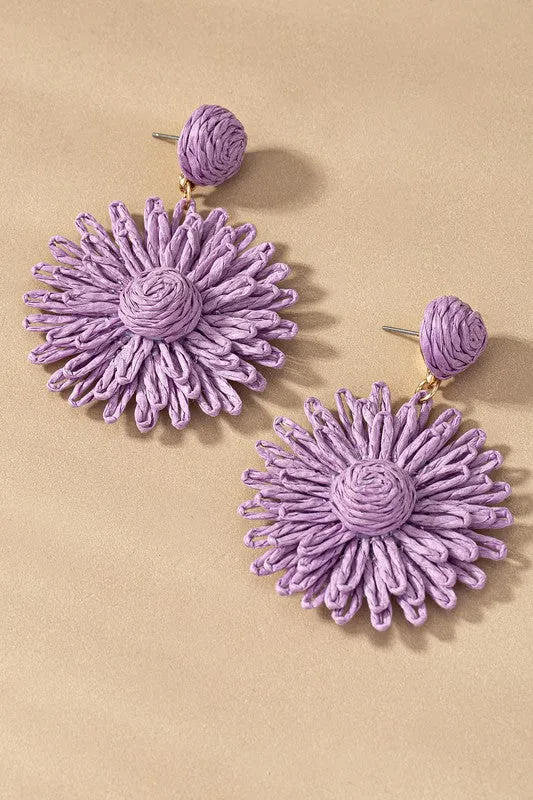 Raffia Flower Earrings