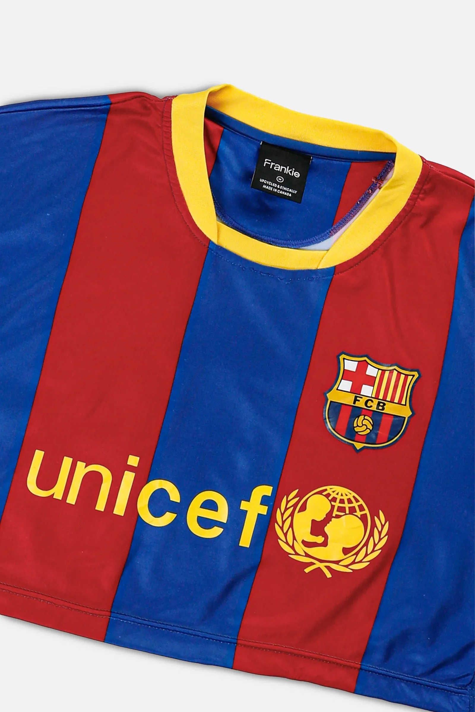 Rework Crop Barcelona Soccer Jersey - M