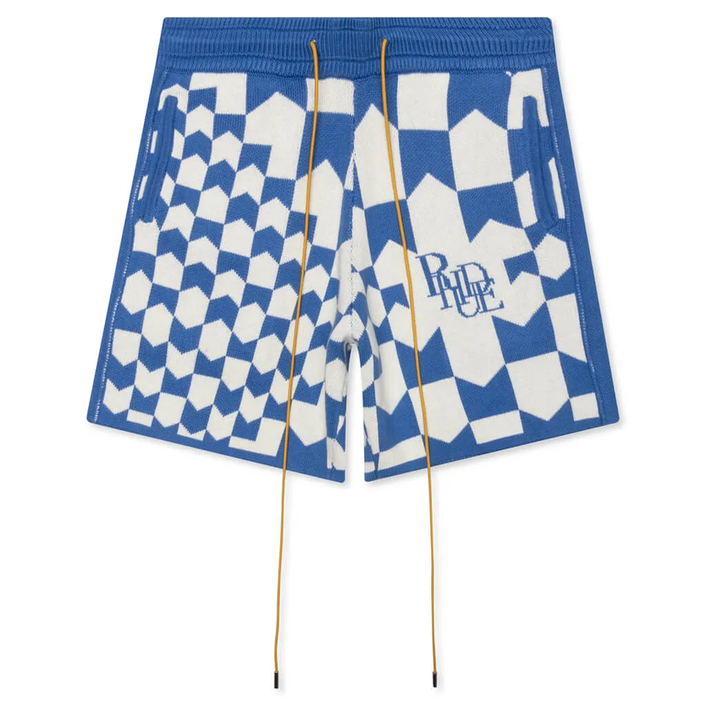 Rhacing Checkered Knit Short - Ivory/Blue