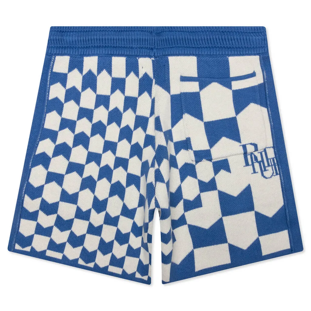 Rhacing Checkered Knit Short - Ivory/Blue