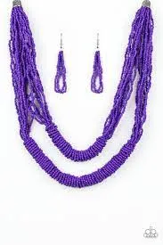 Right As RAINFOREST - Paparazzi Necklace (Red, Orange, Silver, Purple)