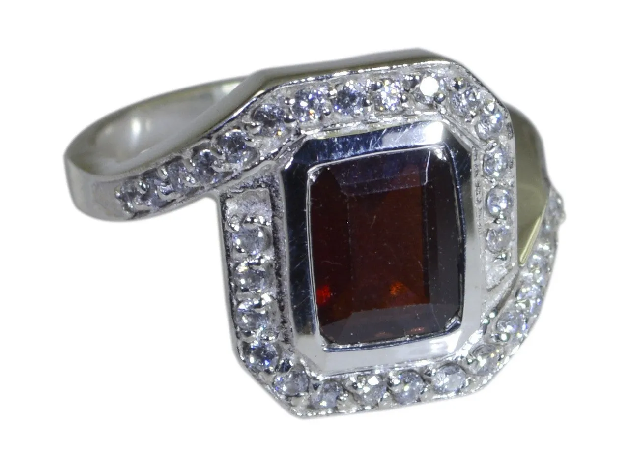 Riyo Fine Gems Garnet 925 Sterling Silver Ring Fire Opal Jewelry