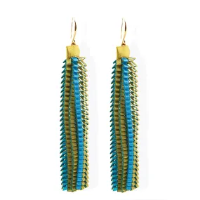 Satin Pleated Earrings Essilp Turquoise Gold E-TG