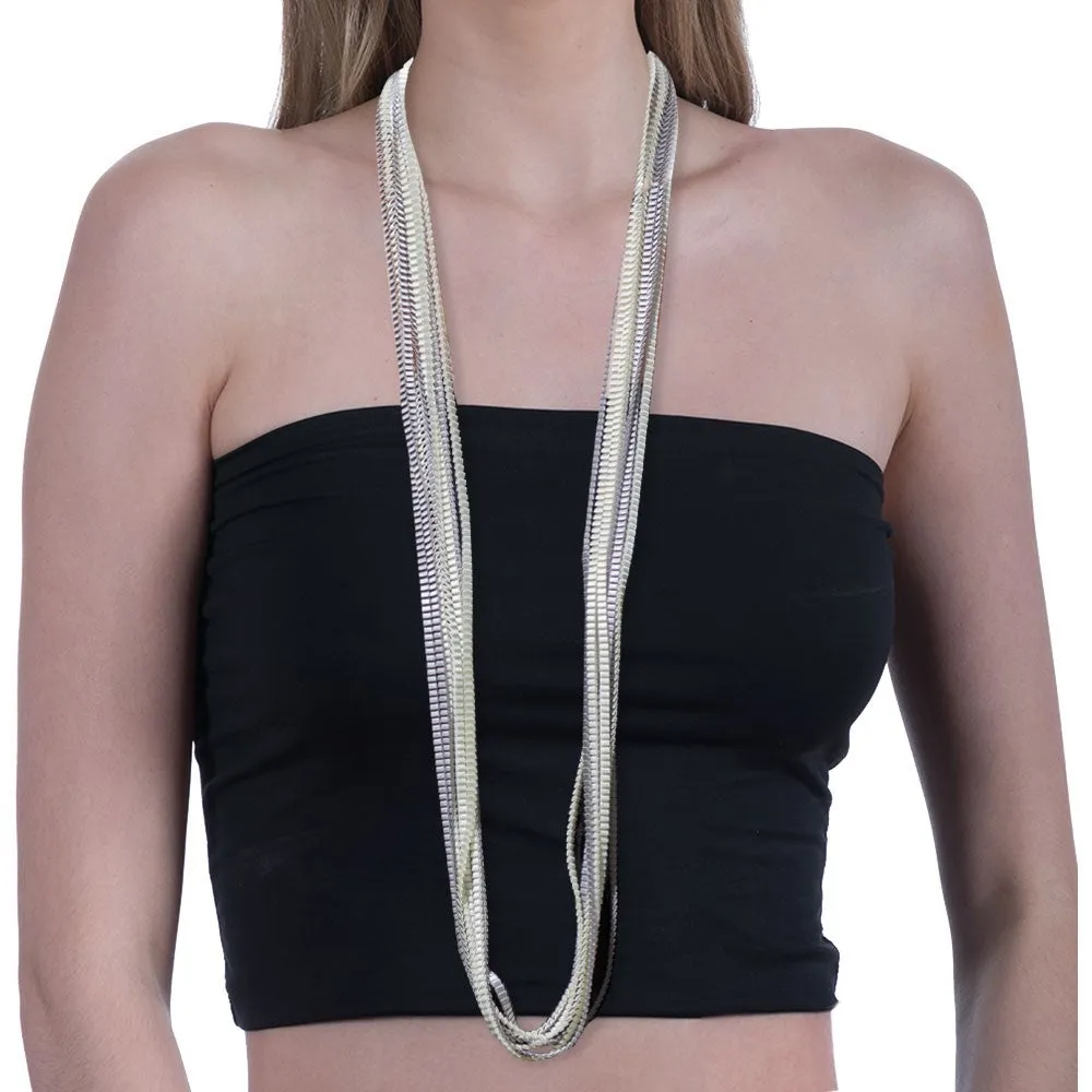 Satin Pleated Necklace Essilp Silver Ecru KL-18