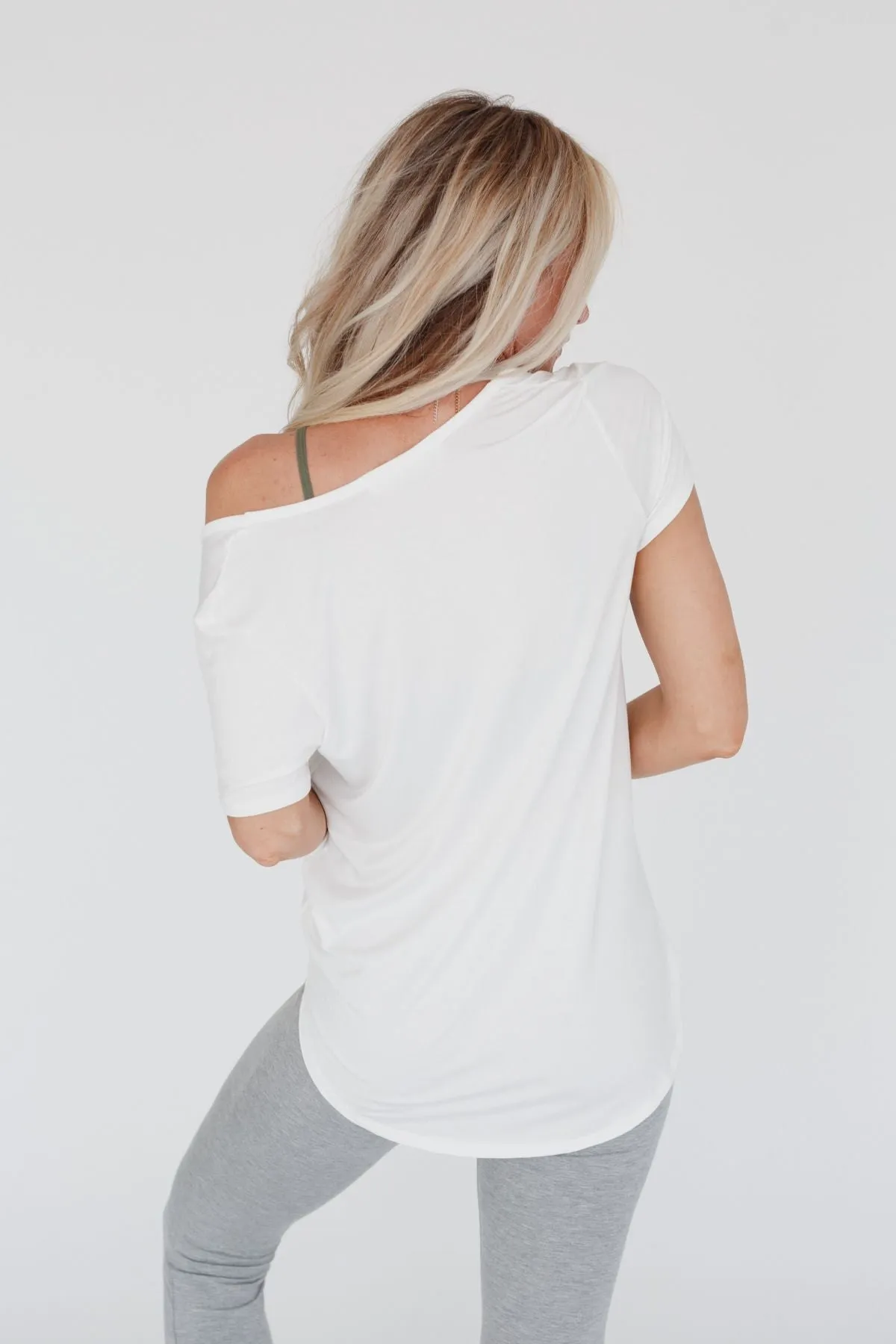 Scoop Neck Bralette Tee - White