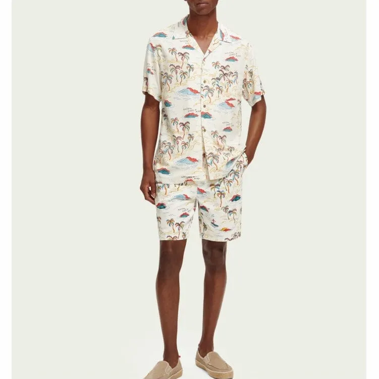 Scotch & Soda Fave Printed Bermuda Shorts (White Palmtree Aop) 171595