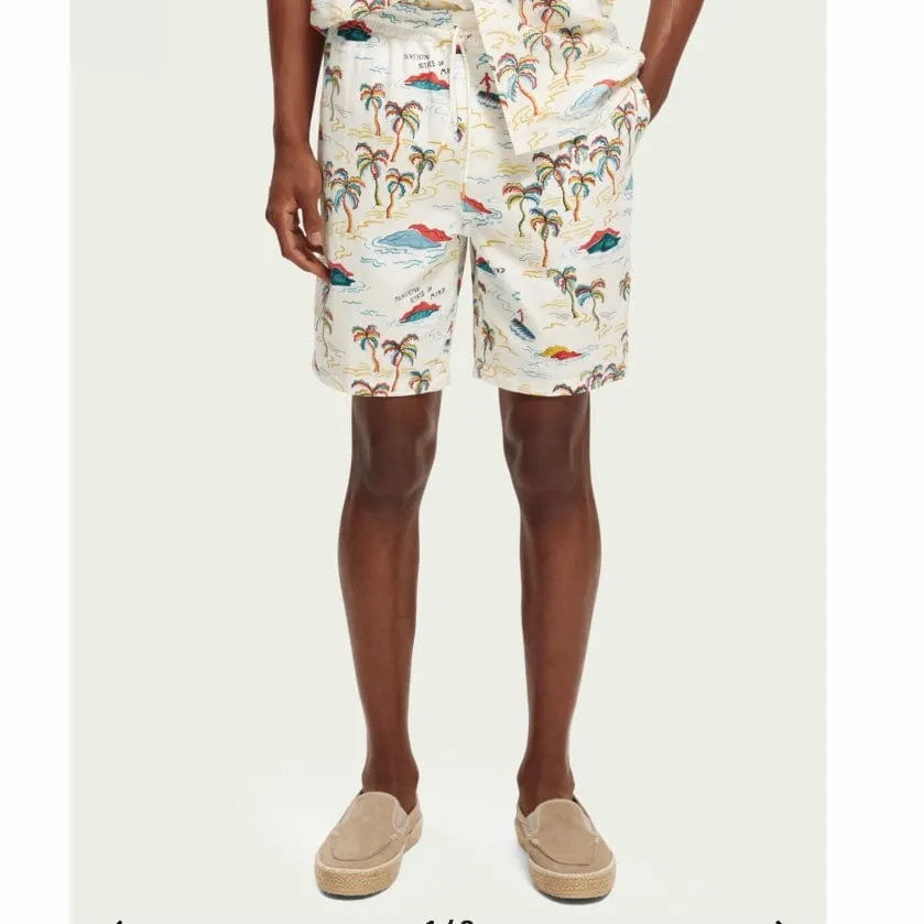 Scotch & Soda Fave Printed Bermuda Shorts (White Palmtree Aop) 171595