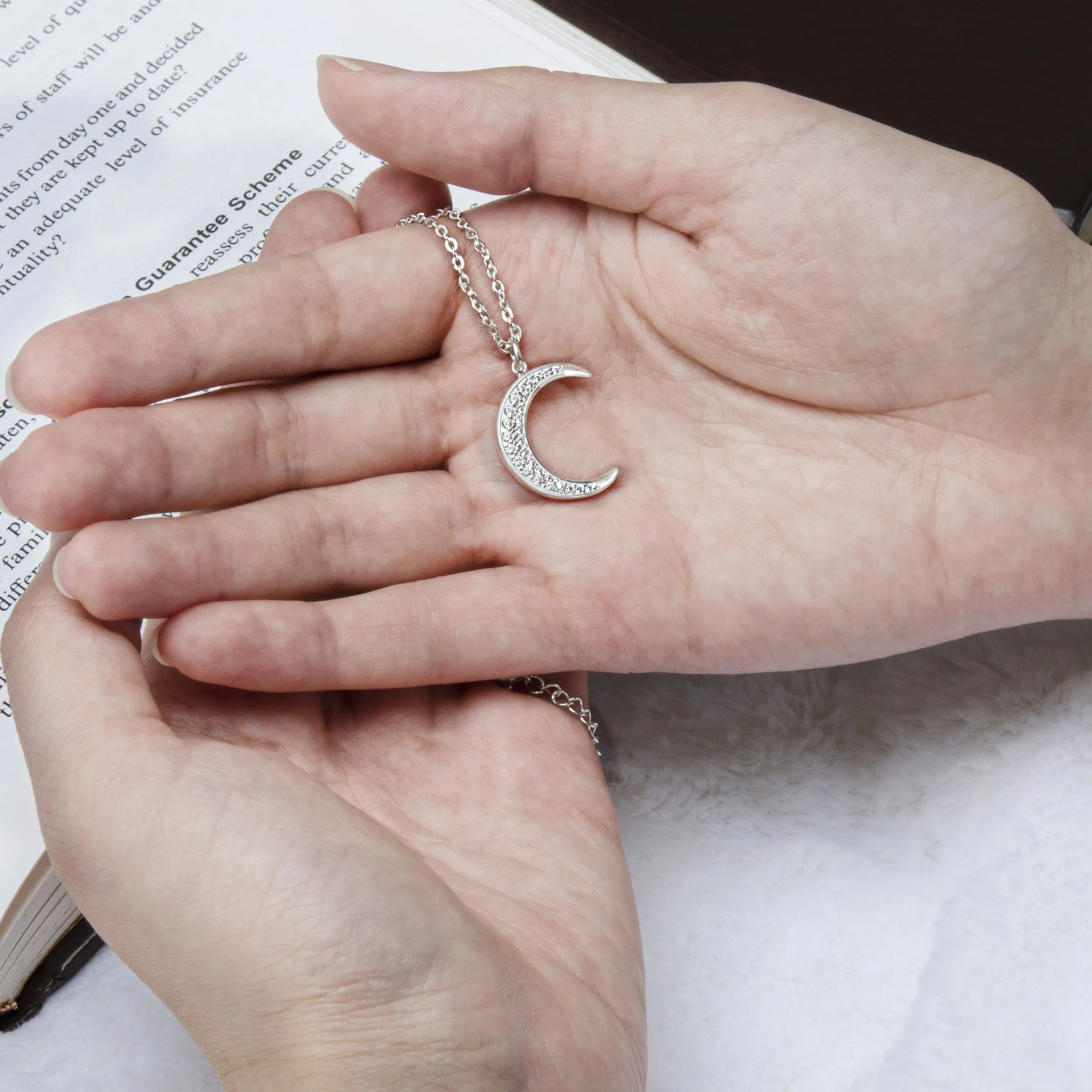 Silver Crescent Moon Necklace