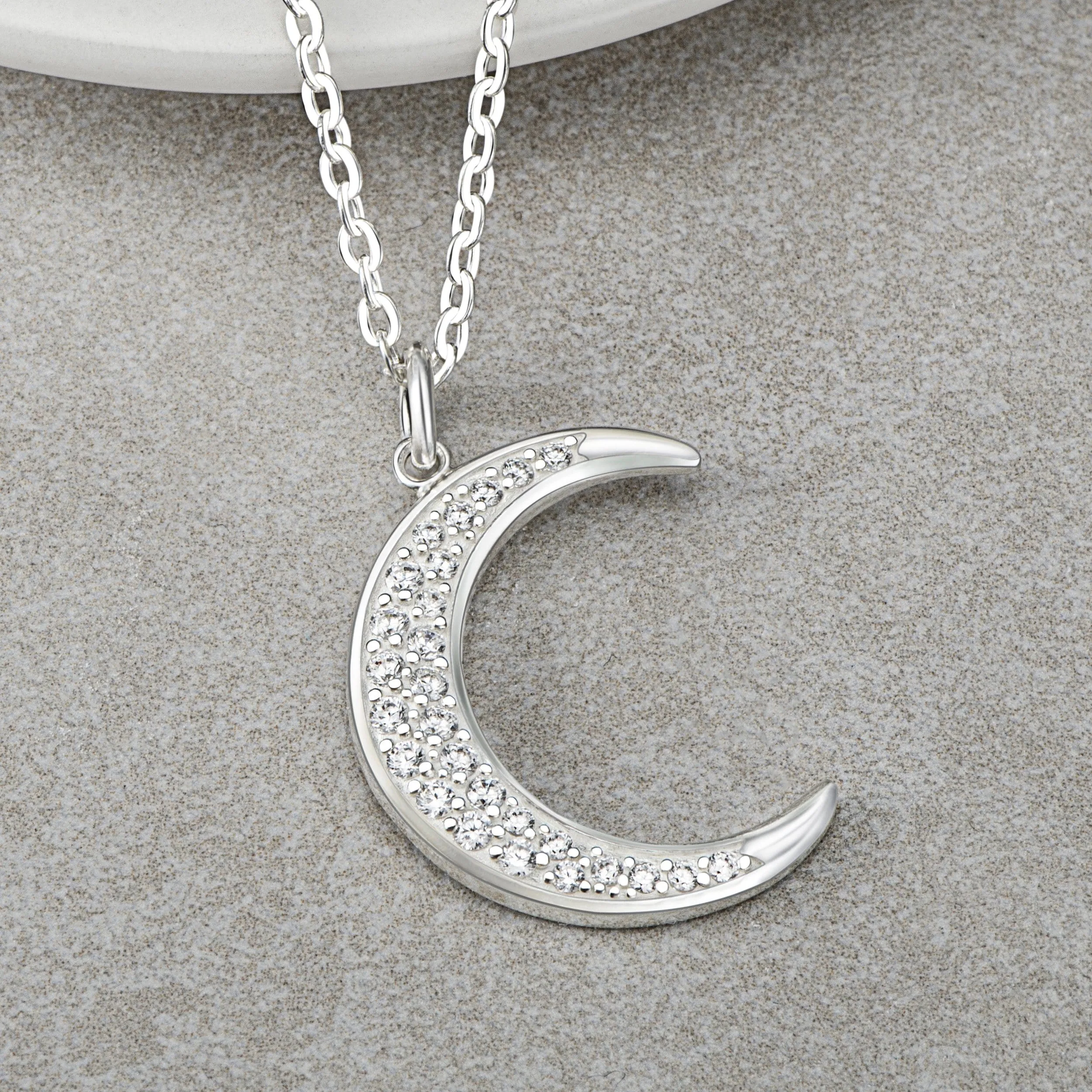 Silver Crescent Moon Necklace