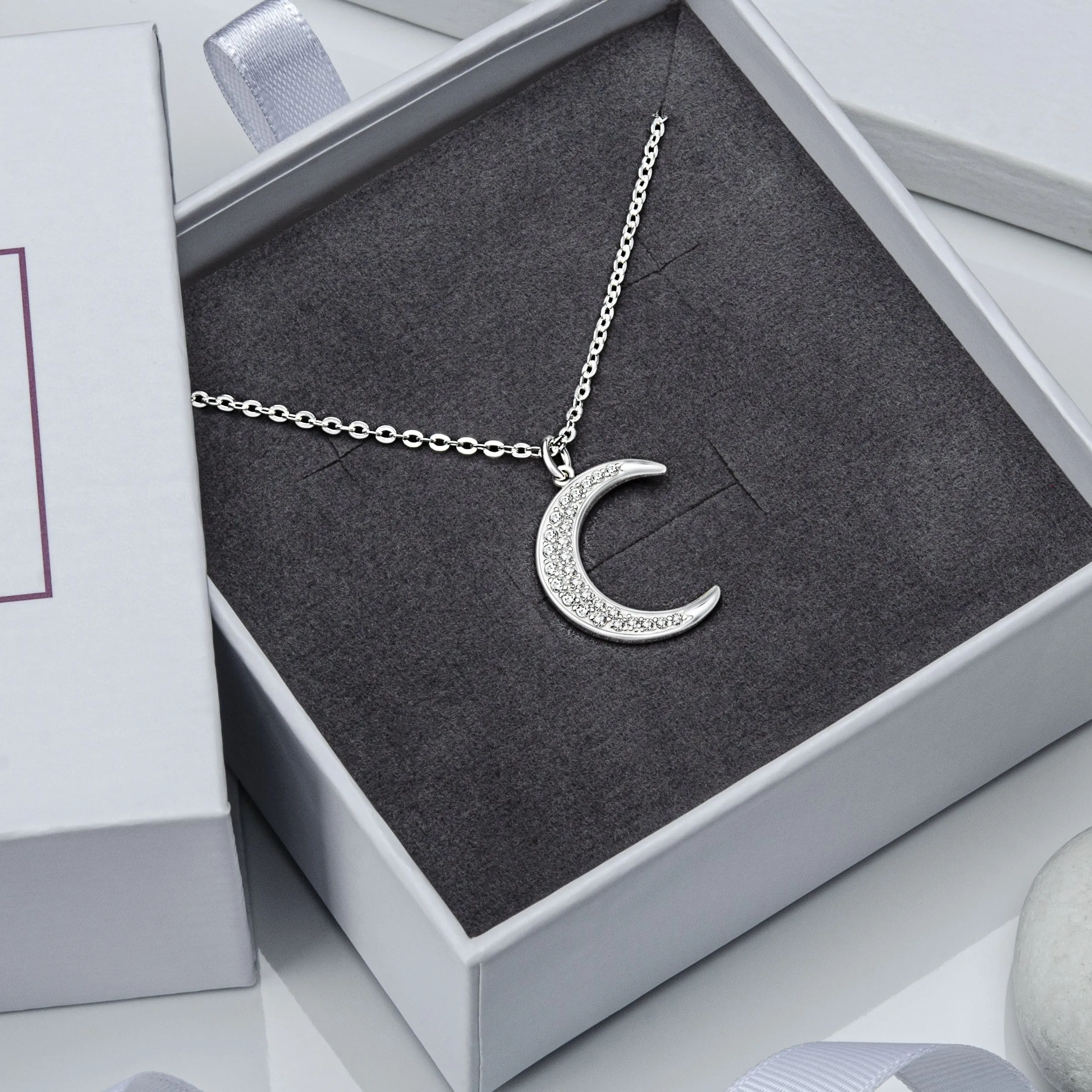 Silver Crescent Moon Necklace