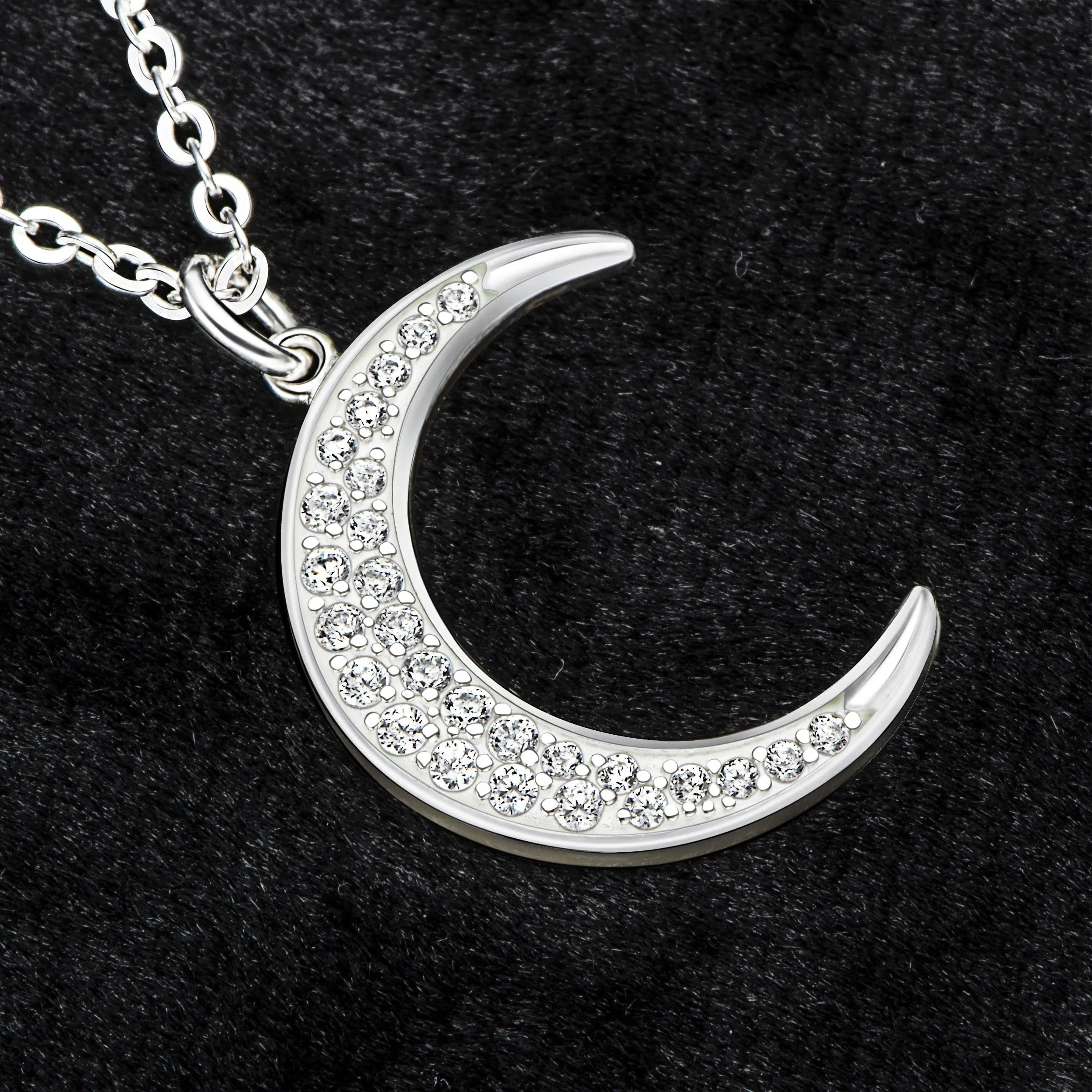 Silver Crescent Moon Necklace