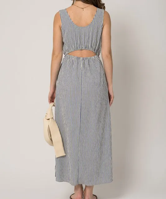 Sleeveless Stripe Dress - Ivory/Navy