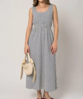 Sleeveless Stripe Dress - Ivory/Navy