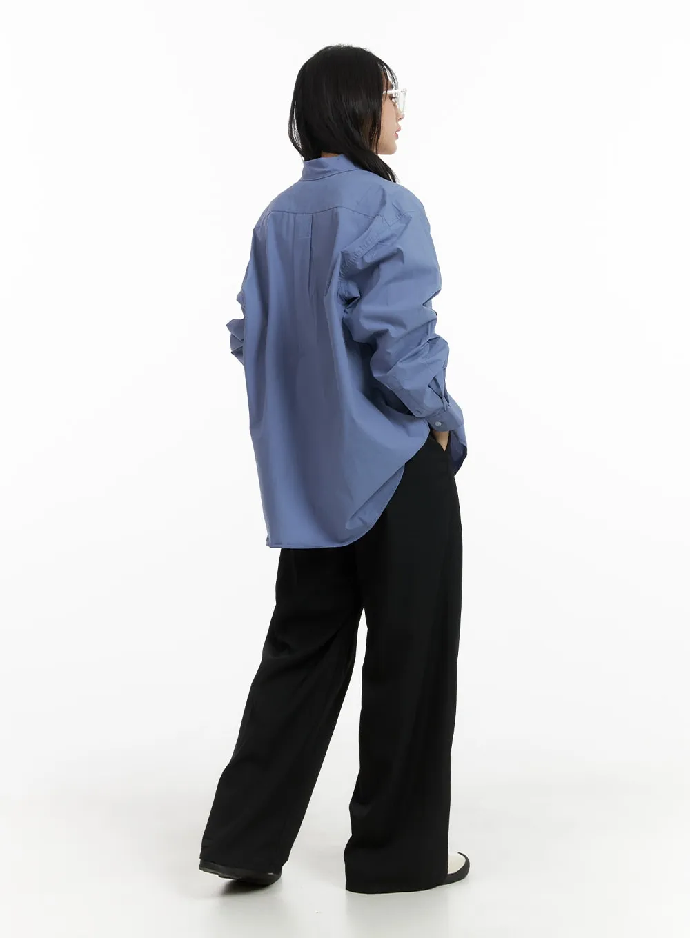 Solid Banding Wide Trousers OM412