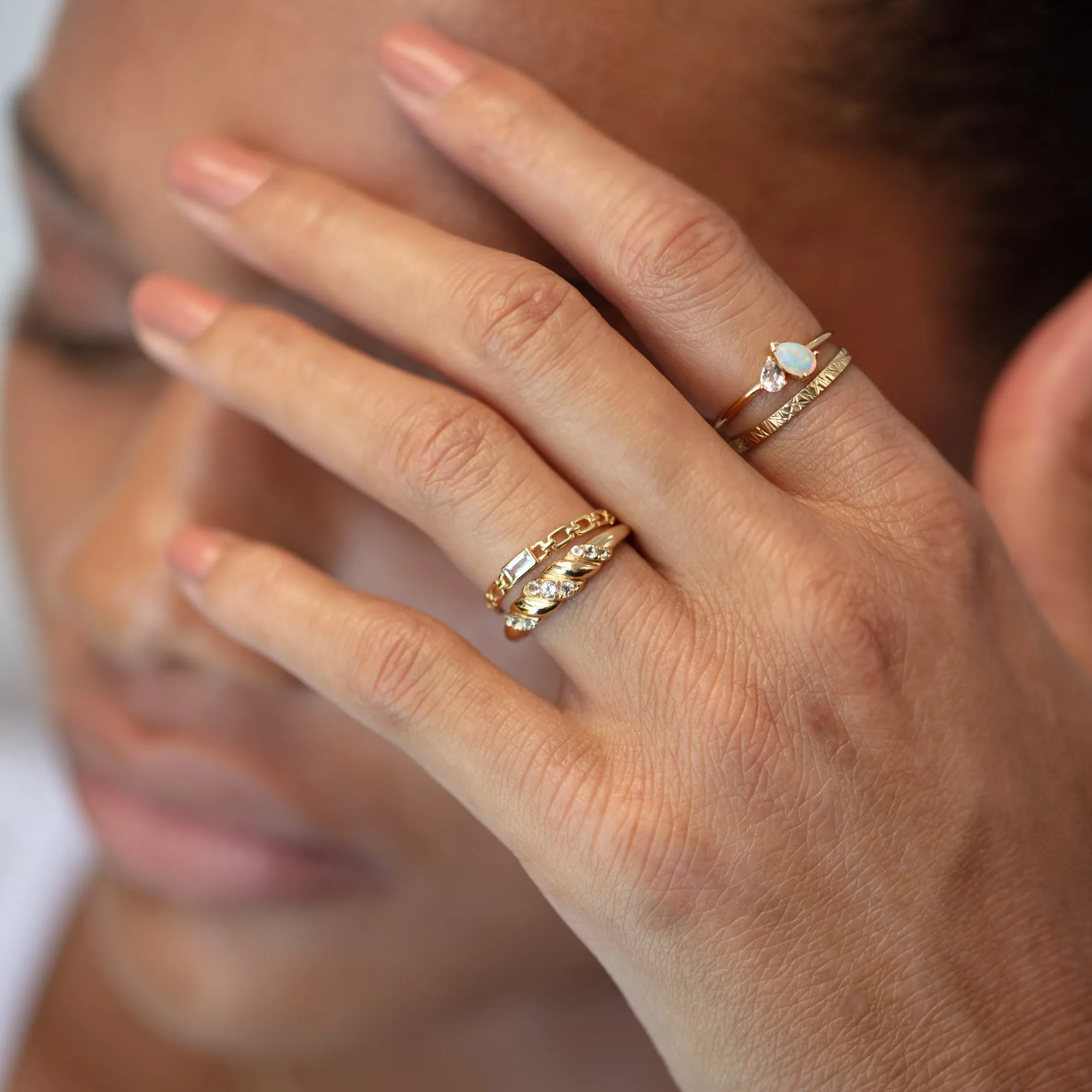 Solid Gold Etched Band Ring