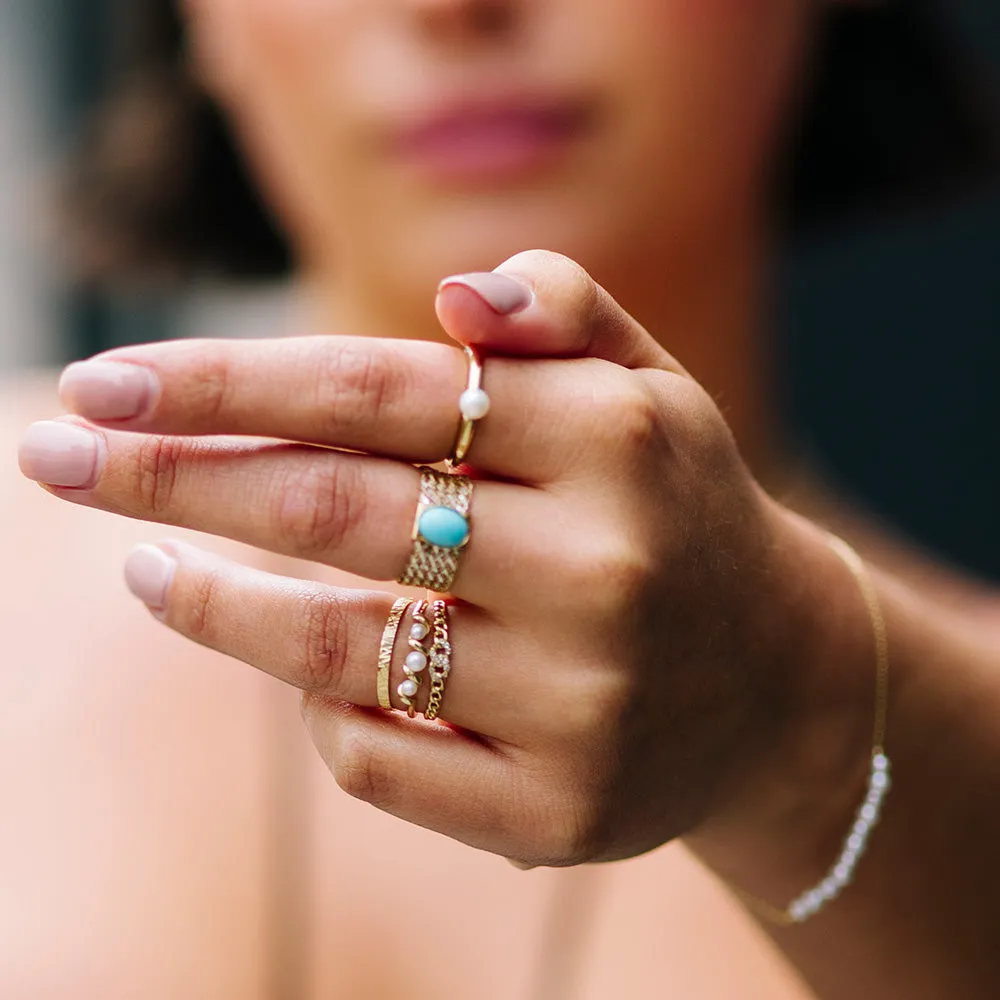 Solid Gold Etched Band Ring