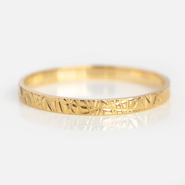 Solid Gold Etched Band Ring