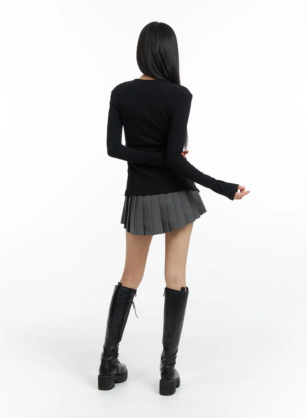 Solid Pleated Mini Skirt CF420