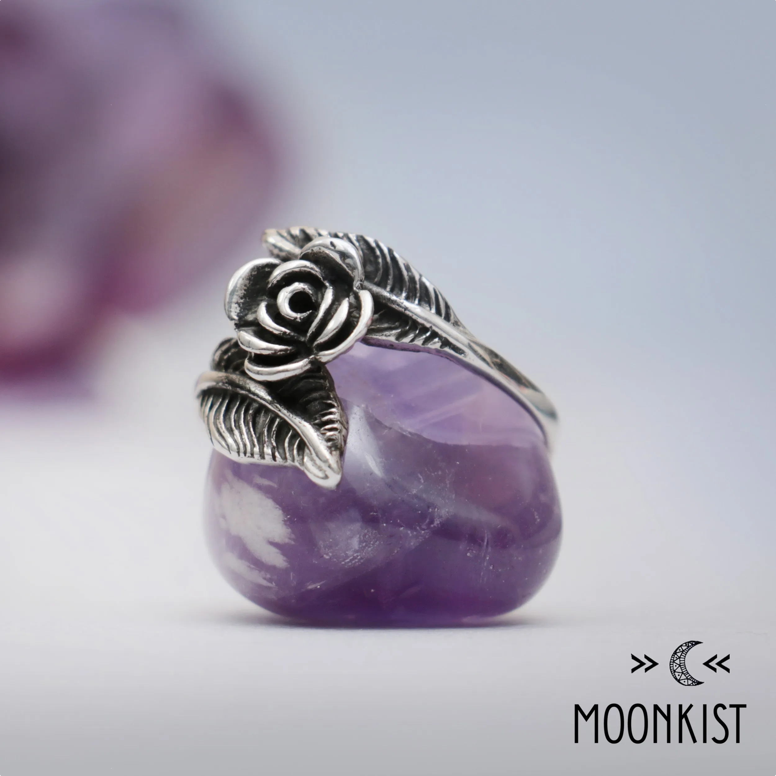 Sterling Silver Rose and Feather Ring | Moonkist Designs