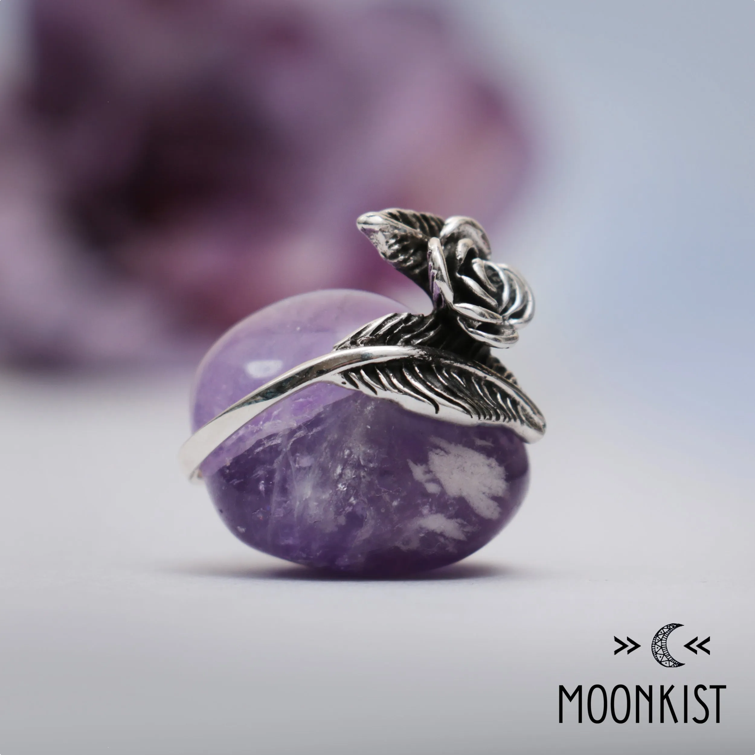 Sterling Silver Rose and Feather Ring | Moonkist Designs