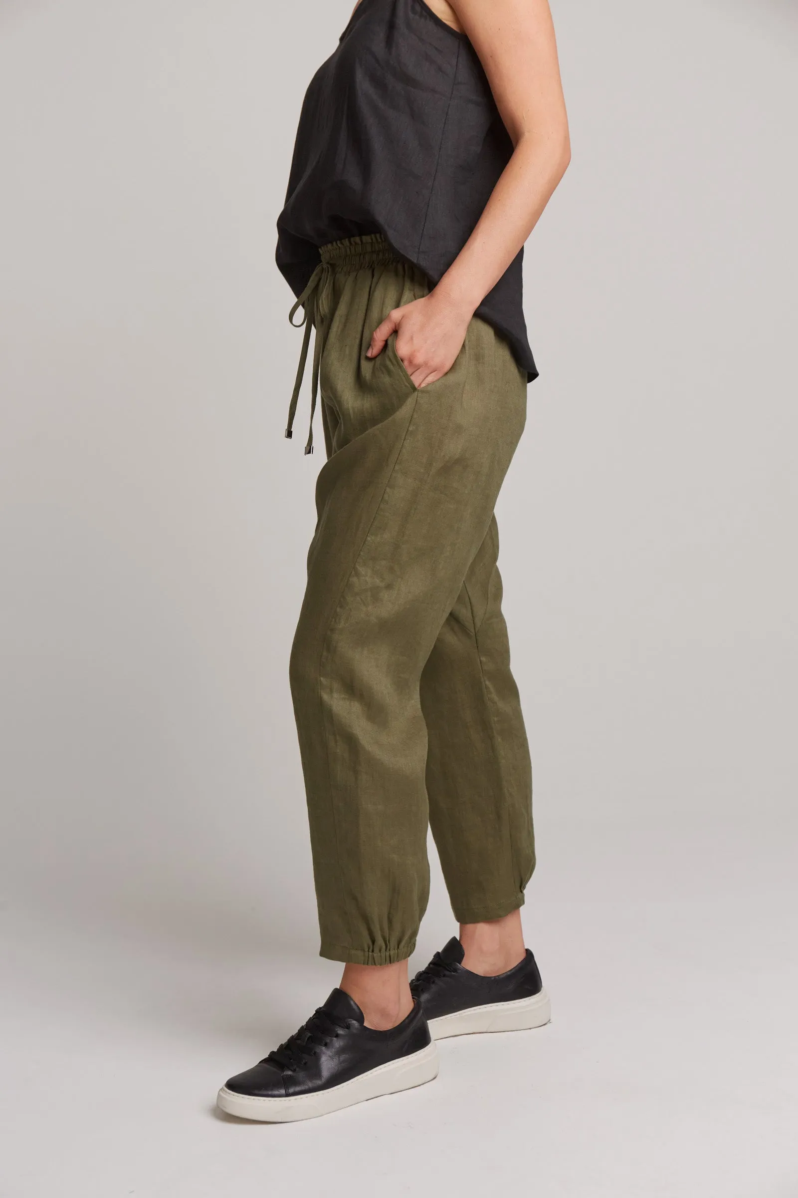 Studio Relaxed Linen Pant - Khaki