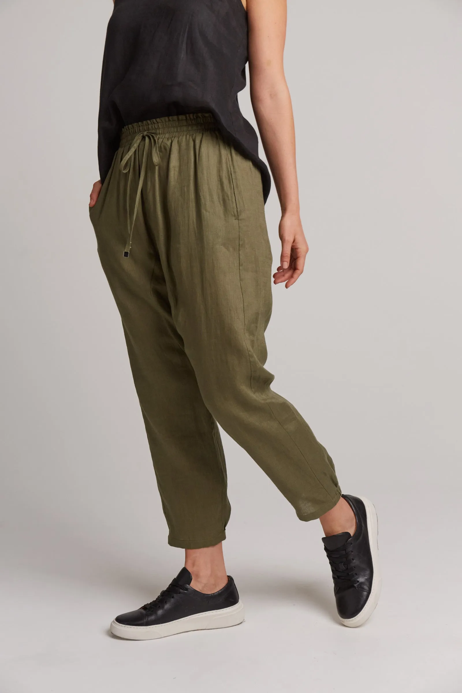 Studio Relaxed Linen Pant - Khaki