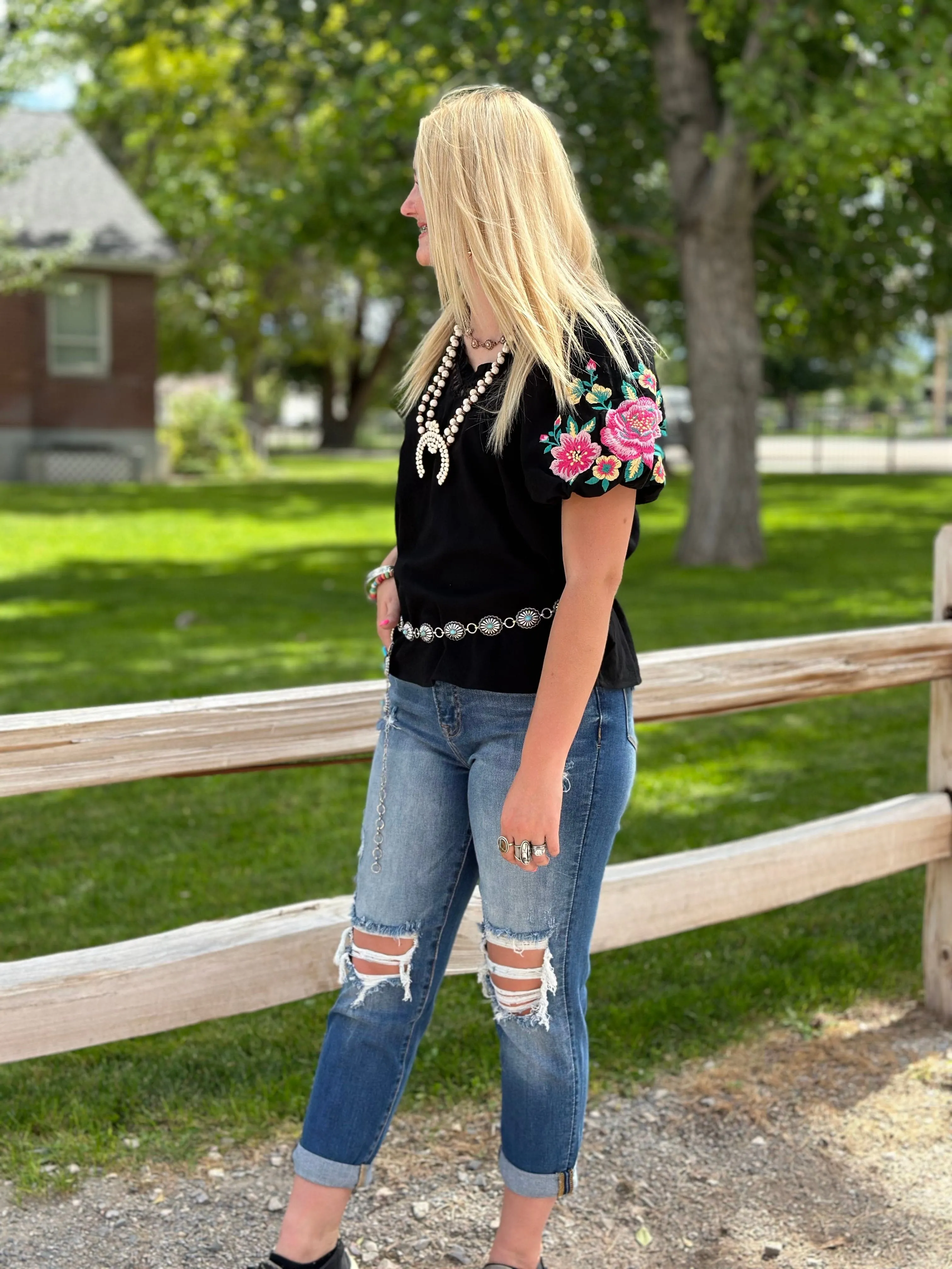 The Black Amarillo Embroidered Top