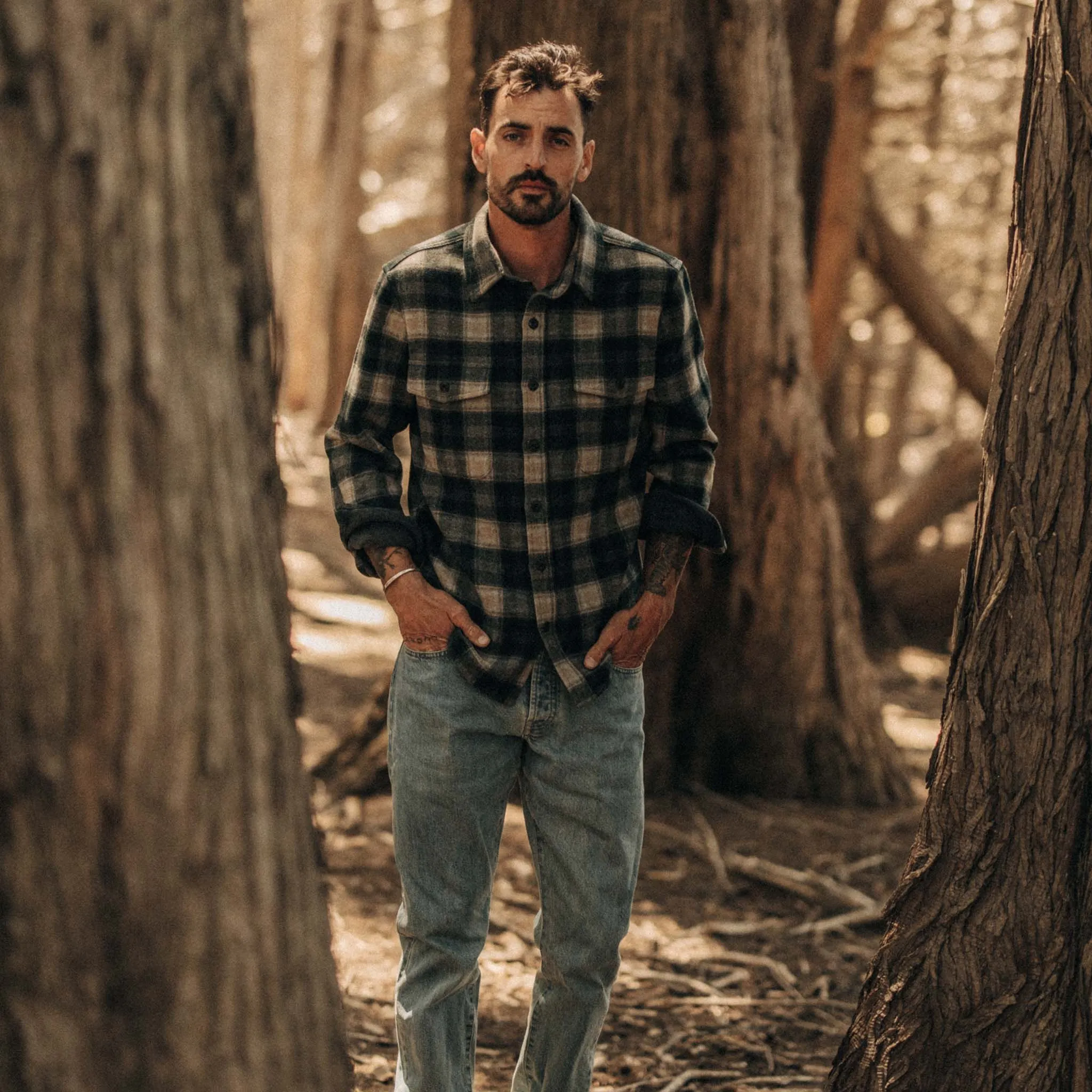 The Maritime Shirt Jacket in Dried Pine Plaid