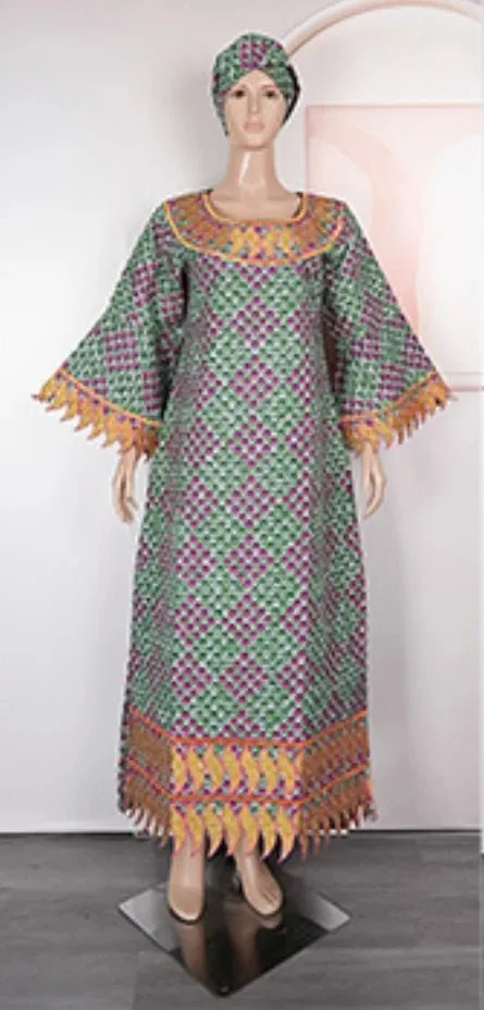 Traditional Bazin Embroidered Dresses: African Women's Attire for Parties and Weddings