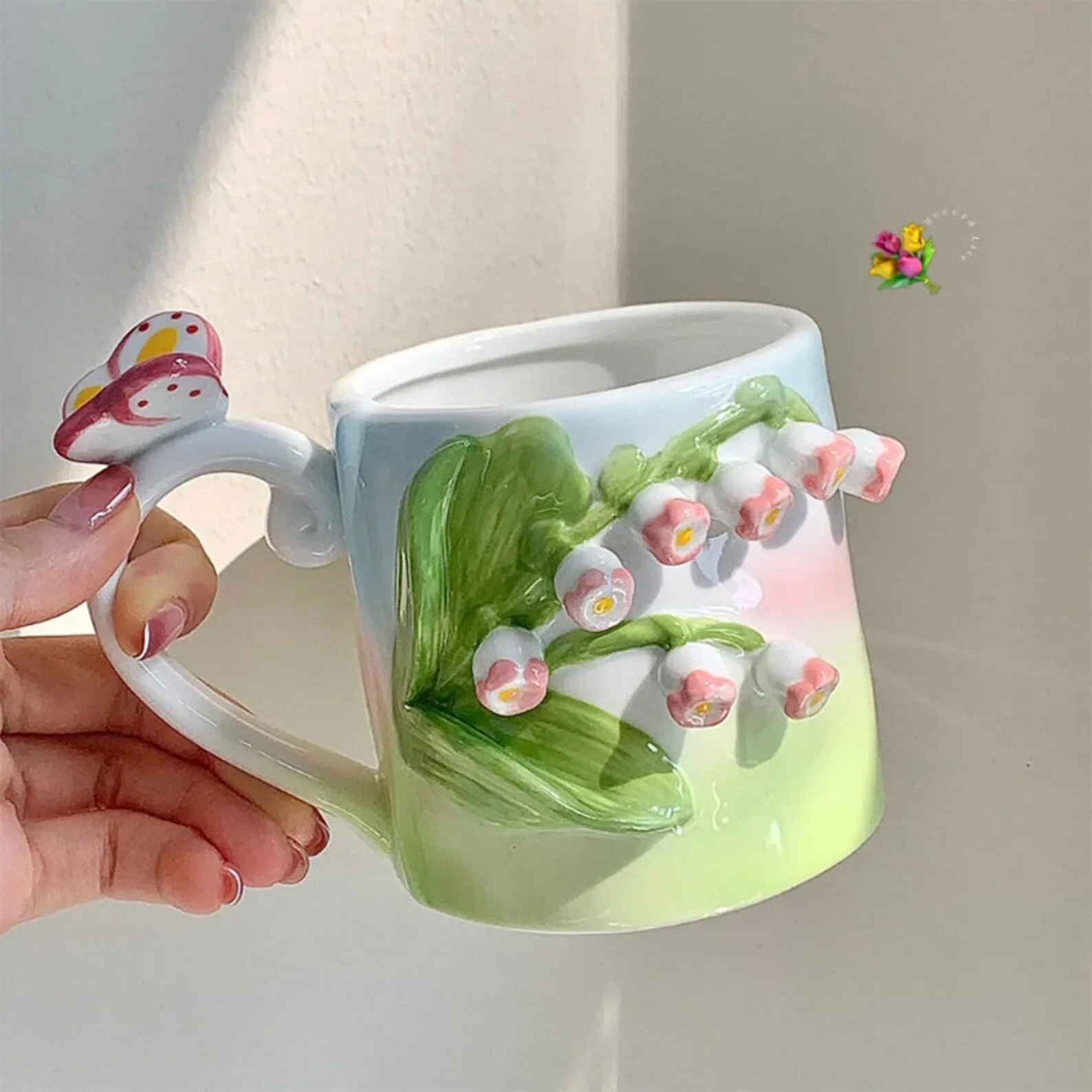 Tuplid Lily Flower Ceramic Mugs Kimi