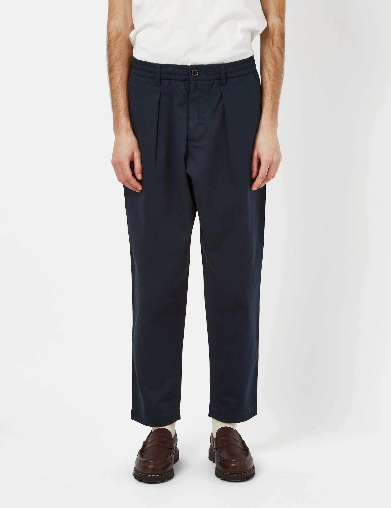 Universal Works Pleated Track Pant (Relaxed) - Navy Blue