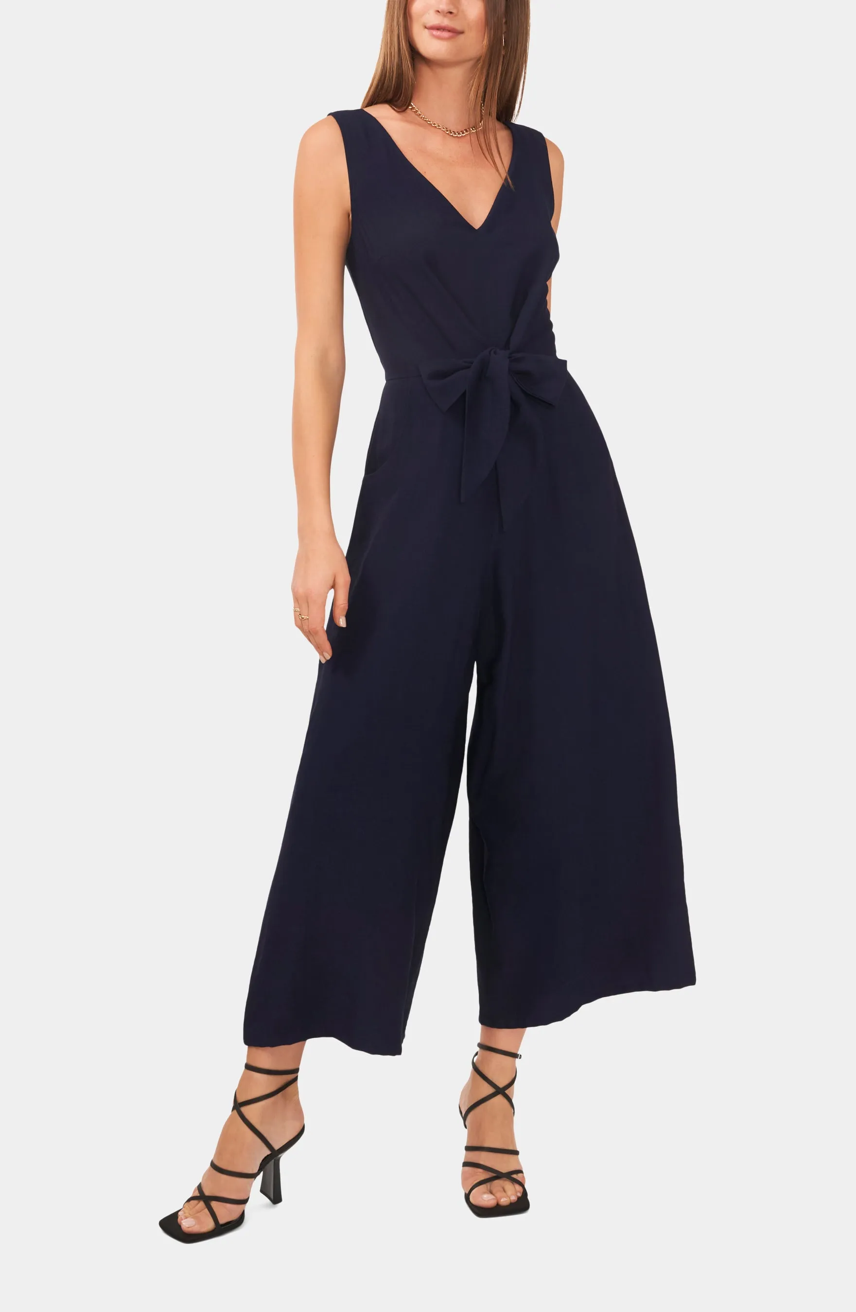 V-neck Front Tie Jumpsuit