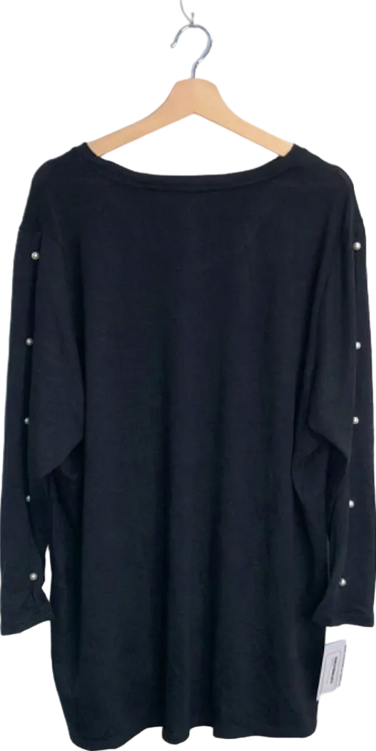 Very Black Pearl-Detail Long Sleeve Top UK 14