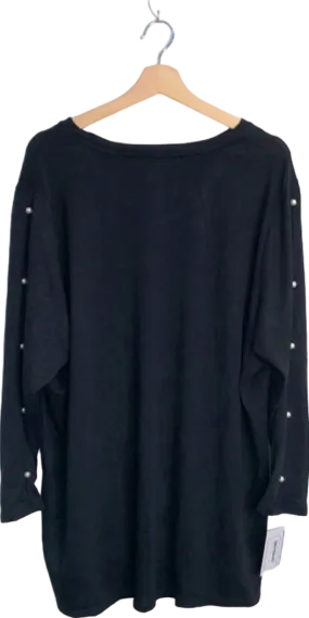 Very Black Pearl-Detail Long Sleeve Top UK 14