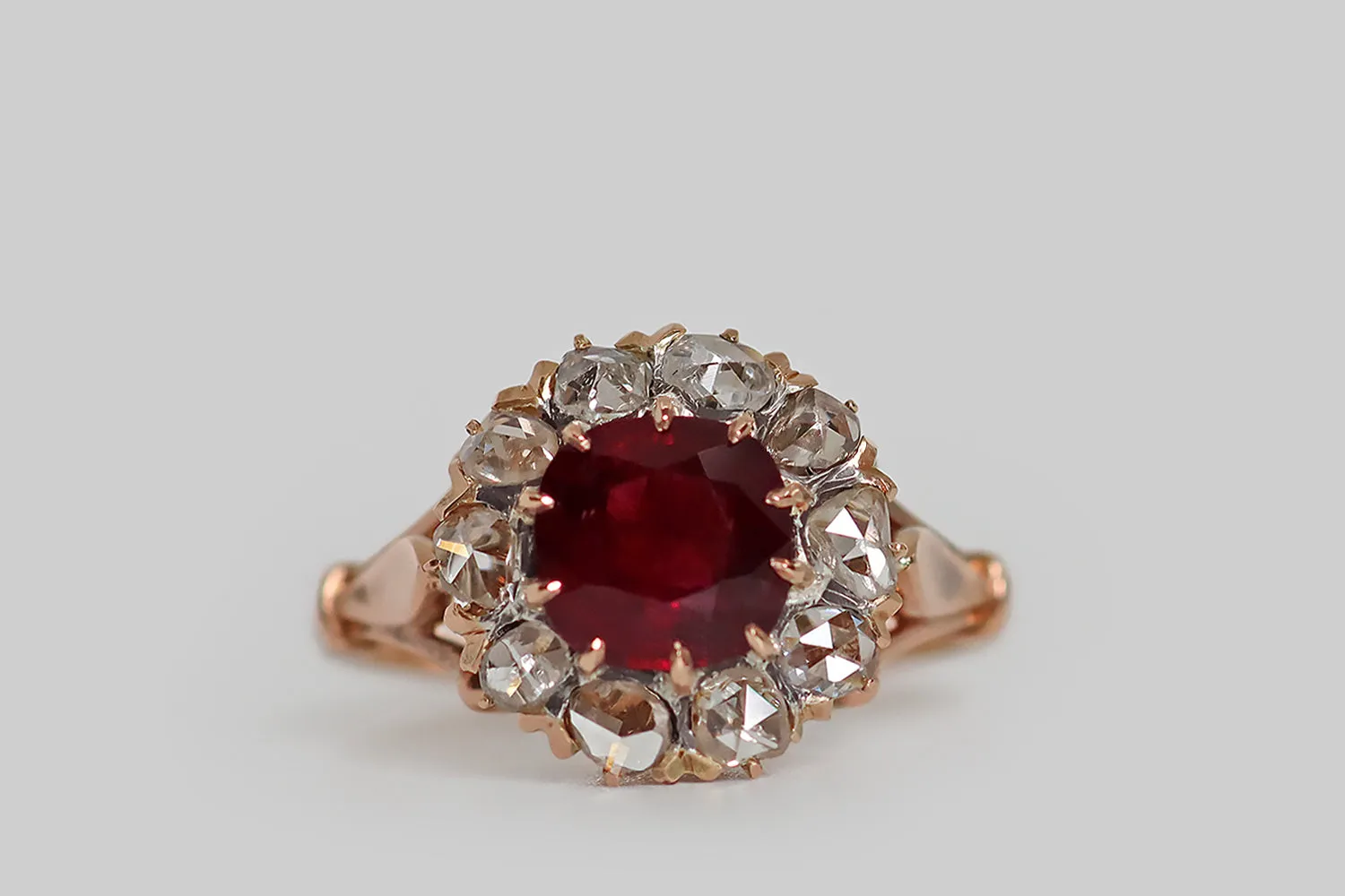 Victorian 1.53ct Burma Ruby Halo Ring