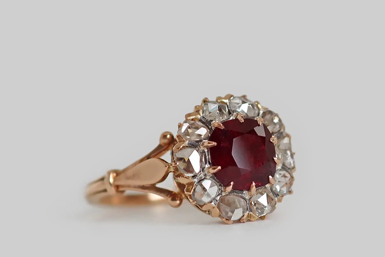 Victorian 1.53ct Burma Ruby Halo Ring