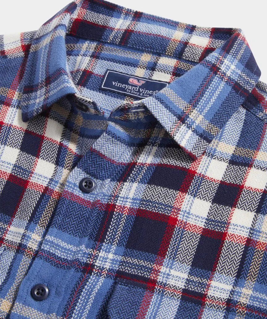 Vineyard Vines Men's Flannel Plaid Herringbone Workshirt - Blue Moon